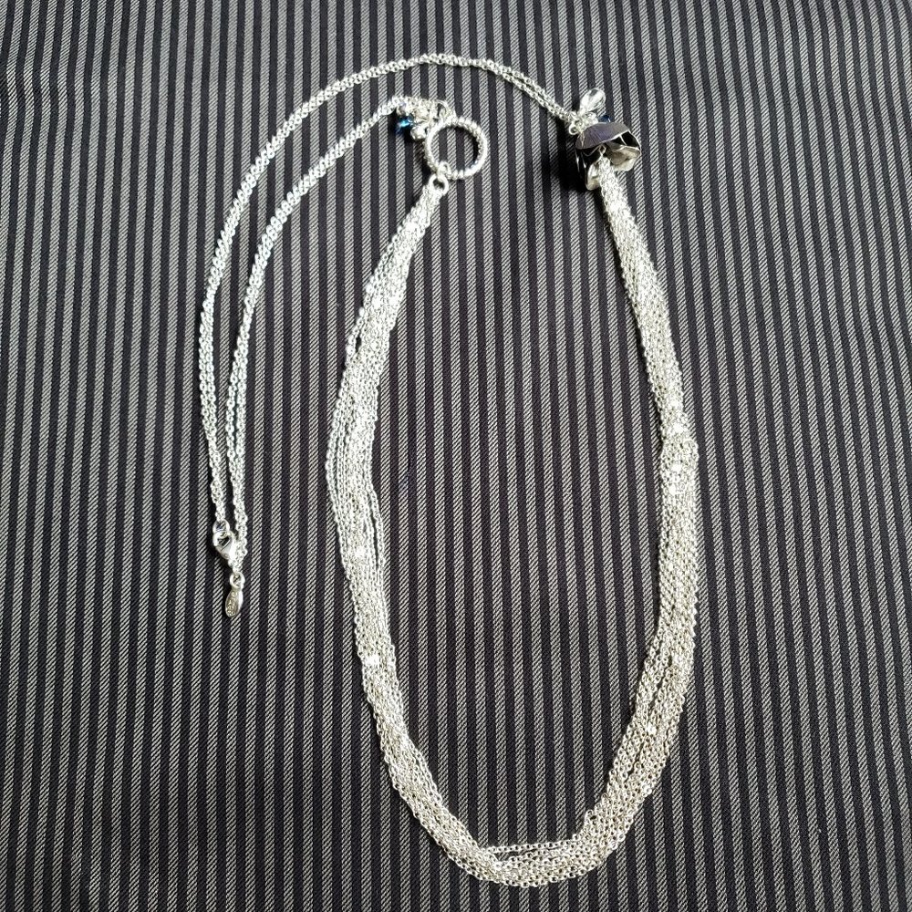 Refined silver curb chain necklace with charms